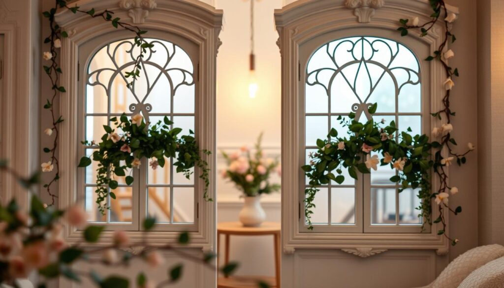 decorative elements enhancing fake windows