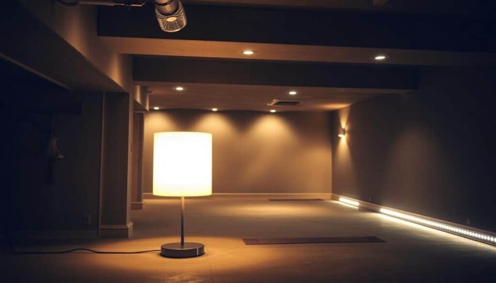 layering lighting techniques for brightening basements