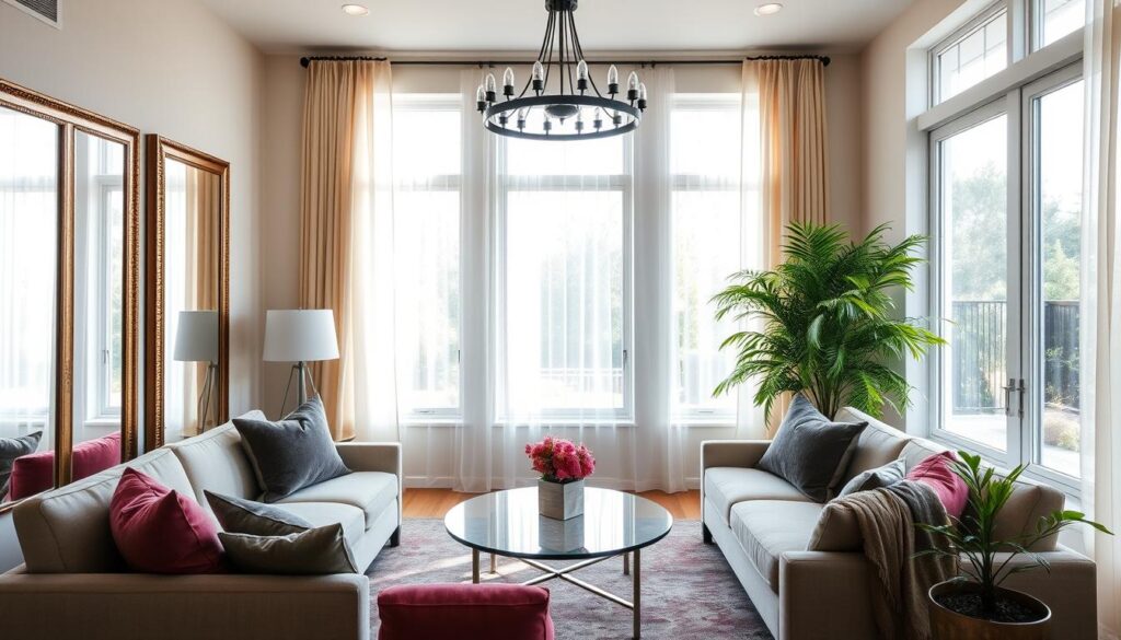 transforming dark spaces with mirrors and color schemes