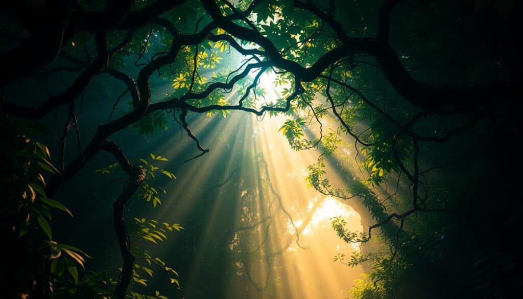 A lush, verdant jungle canopy casts dappled shadows over a strategic choke point in the League of Legends map. Twisted vines and gnarled branches twist upwards, framing a mystical vision control ward that pulses with an ethereal blue glow. Shafts of golden sunlight pierce the verdant foliage, illuminating the path ahead and casting long, dramatic shadows. The scene exudes a sense of tactical importance, with the vision control ward serving as a critical point of map control and information gathering for the jungle champion. Subtle details like movement of leaves and the faint sound of rustling undergrowth heighten the atmosphere of a dynamic, contested jungle environment. A lush, verdant jungle canopy casts dappled shadows over a strategic choke point in the League of Legends map. Twisted vines and gnarled branches twist upwards, framing a mystical vision control ward that pulses with an ethereal blue glow. Shafts of golden sunlight pierce the verdant foliage, illuminating the path ahead and casting long, dramatic shadows. The scene exudes a sense of tactical importance, with the vision control ward serving as a critical point of map control and information gathering for the jungle champion. Subtle details like movement of leaves and the faint sound of rustling undergrowth heighten the atmosphere of a dynamic, contested jungle environment.