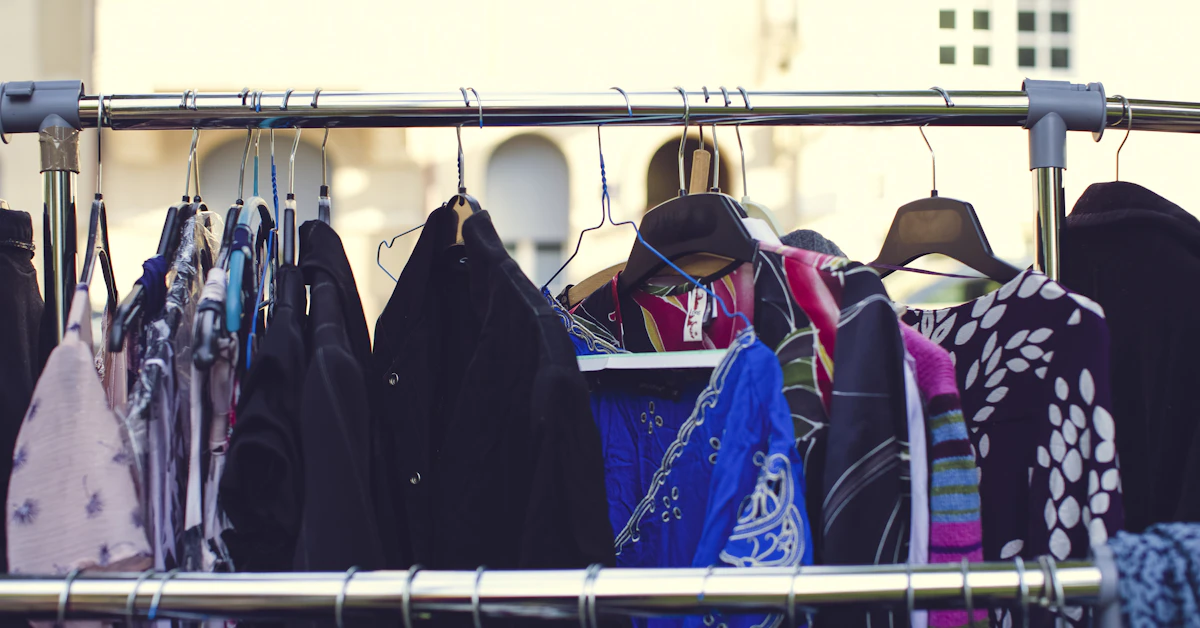 a rack of clothes